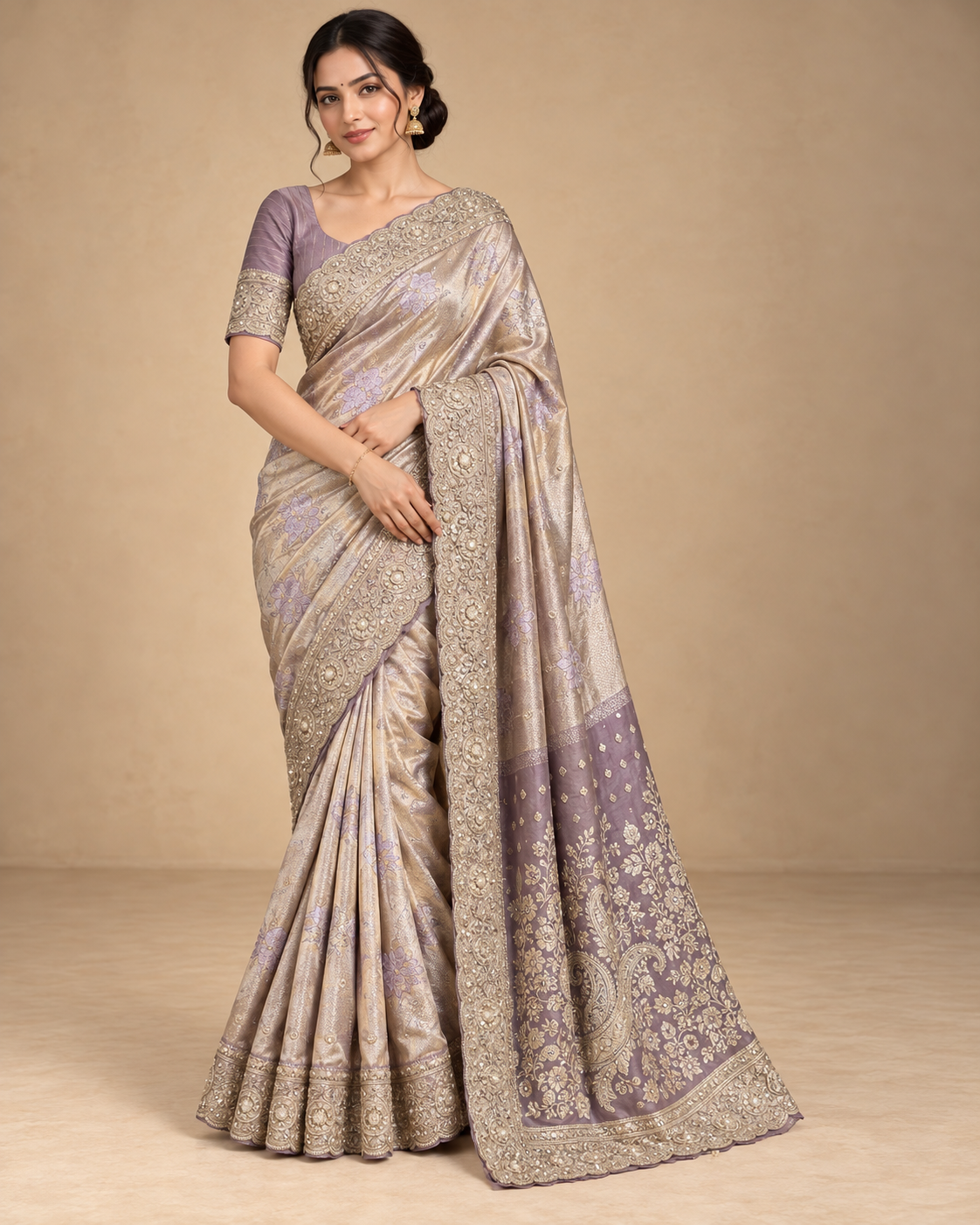 Lavender Gold Silk Elegance