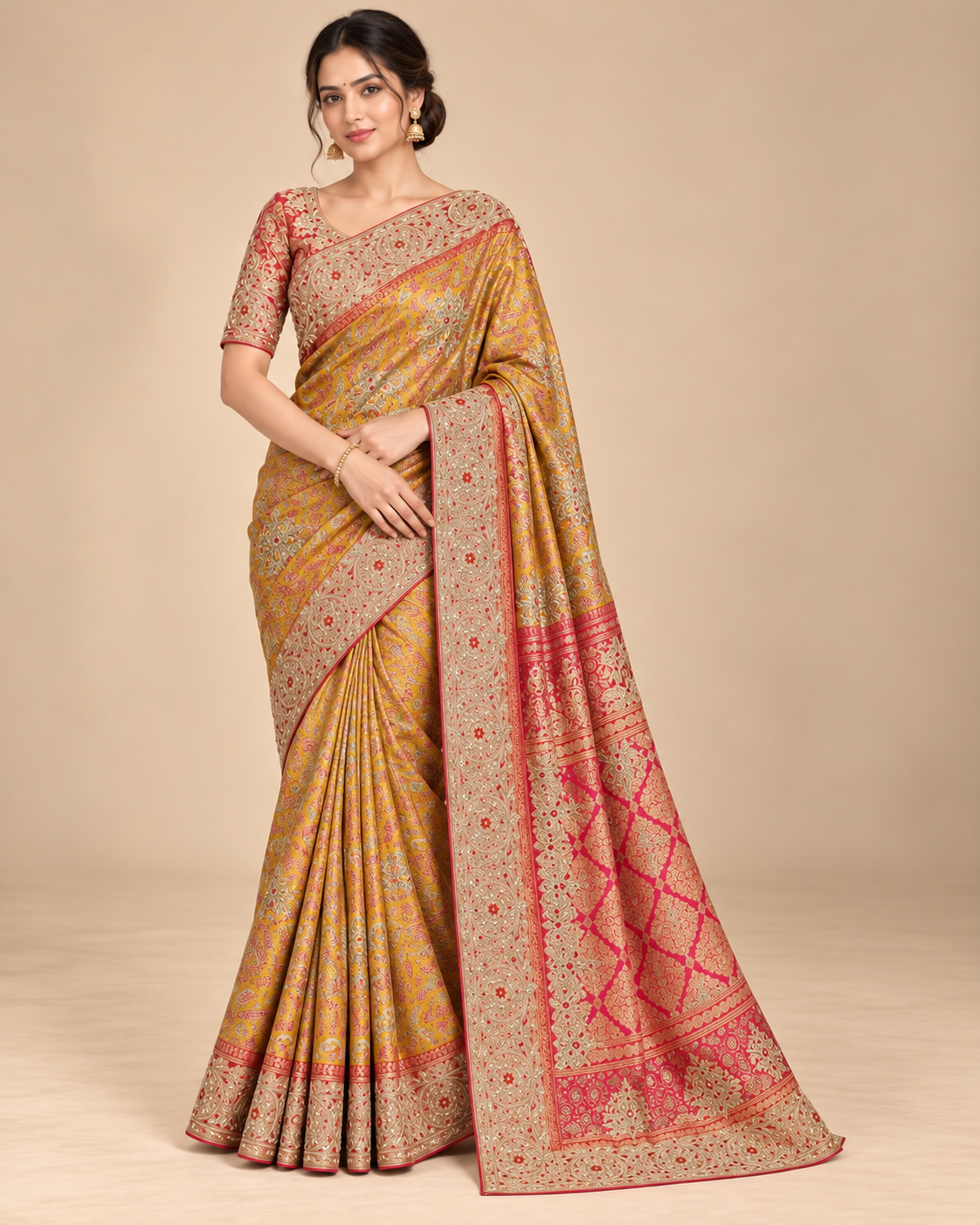 Mustard Gold Banarasi Bridal Elegance