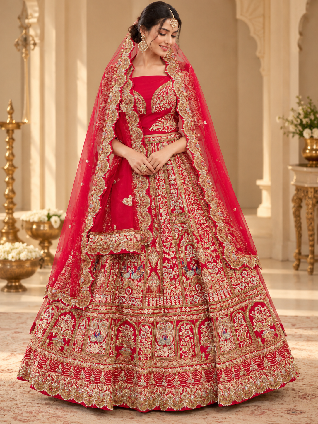 Red Zari Bridal Lehenga