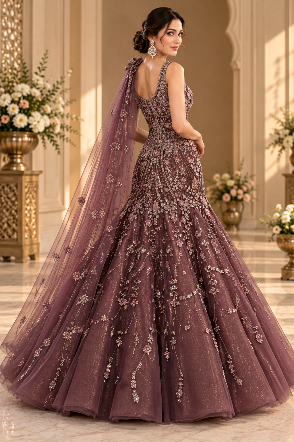 Blush Satin Cocktail Lehenga